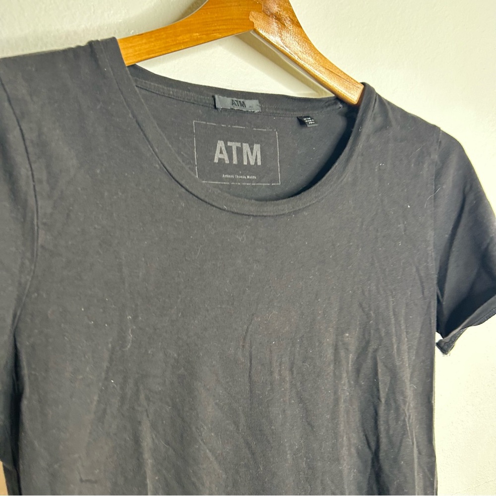 ATM 100% Cotton Black Scoop Neck Short Sleeve T - Shirt Top Size Medium - Picture 8 of 14